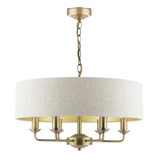 (image for) Laura Ashley Sorrento 6 Light Shadelier Matt Antique Brass With Natural Shade